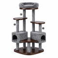 Albero Tiragraffi per Gatti in Legno e Poliestere Grigio 120 cm