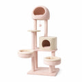 Albero per Gatti in Legno con Rivestimento in Peluche, Rosa e Beige