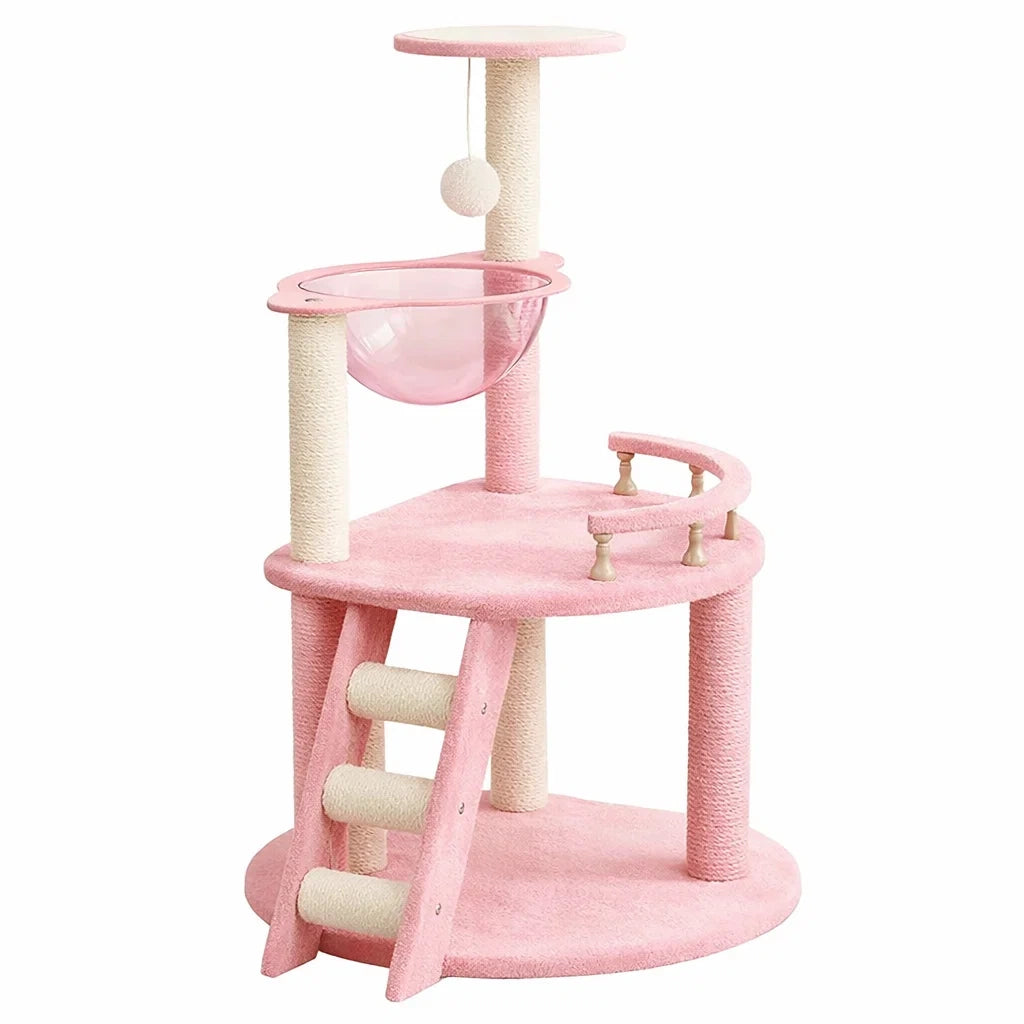 Albero Tiragraffi Rosa con Cuccia Acrilica