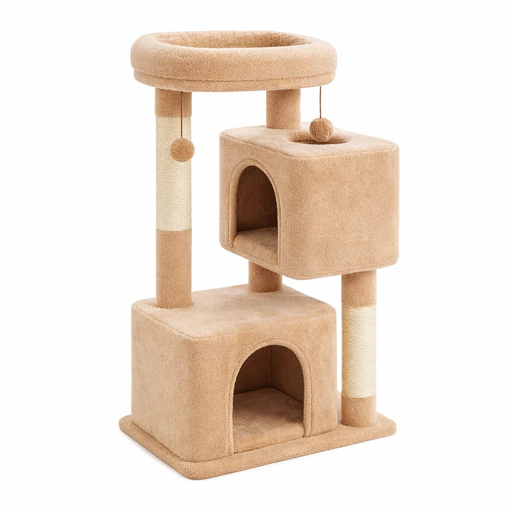 Tiragraffi in Legno MDF con Rivestimento in Peluche Beige