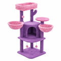 Albero Tiragraffi per Gatti in MDF con Rivestimento in Stoffa Rosa e Viola