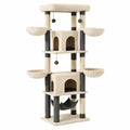 Albero tiragraffi in MDF e Sisal Beige e Grigio