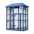 Gabbia per Gatti in Legno e Rete Blu Alta 200 cm