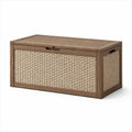 Cassapanca in Legno di Acacia e Rattan Sintetico Marrone Chiaro