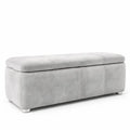 Panca Contenitore in Tessuto Grigio con Gambe in Metallo