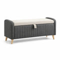Cassapanca Imbottita con Contenitore in Tessuto Grigio e Beige