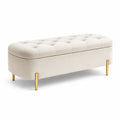Panca in velluto con gambe in metallo, Beige