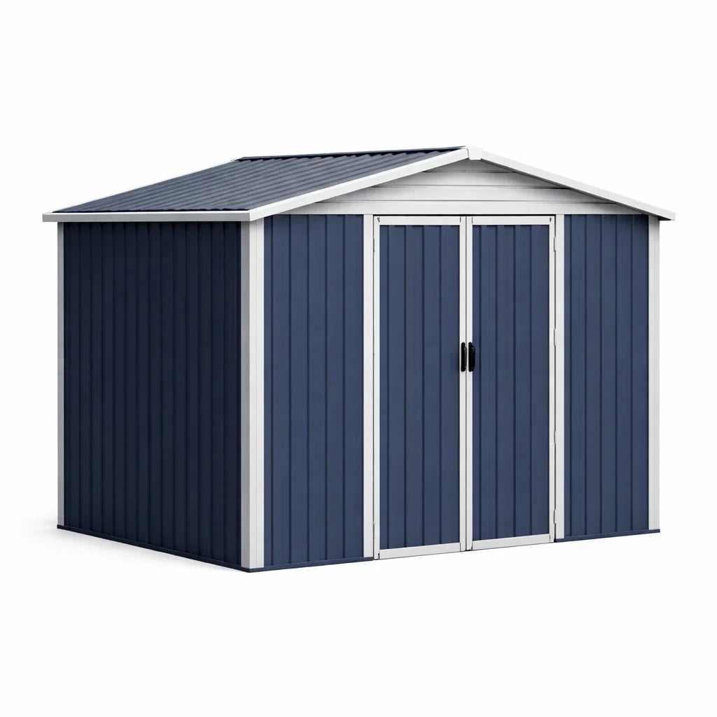 Capanno da Giardino in Lamiera d'Acciaio Blu 270x309x192 cm