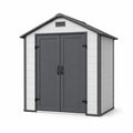 Capanno in Plastica Polipropilene con Porte Doppie Grigio/Bianco 185x152x226 cm