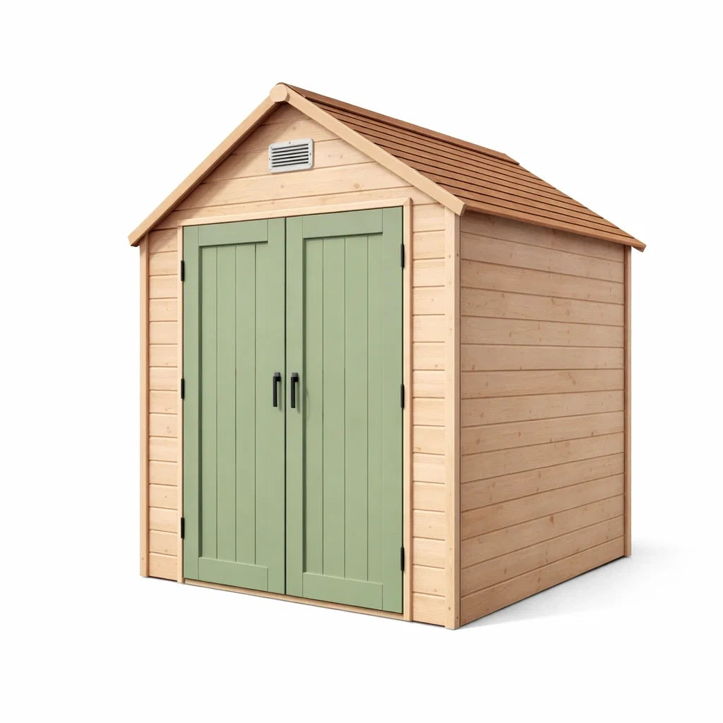 Capanno da Giardino in Legno di Abete con Doppia Porta Verde