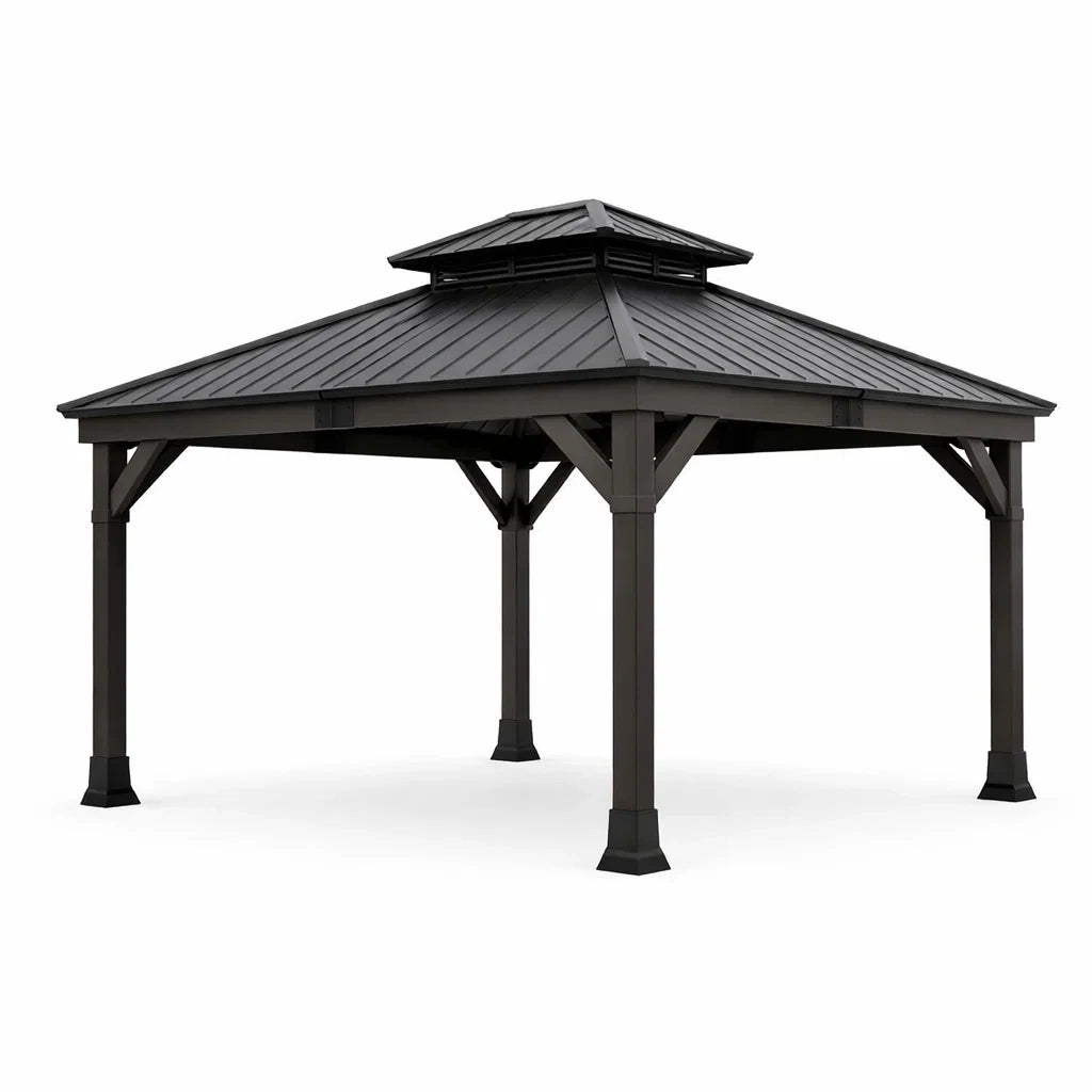Gazebo in Alluminio con Tetto in Acciaio 3x3 m
