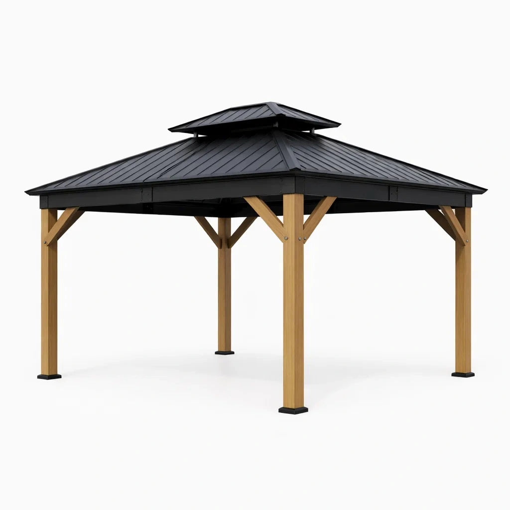 Gazebo da Giardino in Alluminio con Tetto in Acciaio 300x300 cm