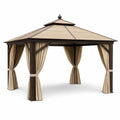 Gazebo da Giardino in Acciaio con Tende in Poliestere 3x3m