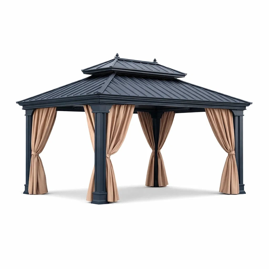 Gazebo da Giardino in Alluminio con Tenda in Poliestere 3x4 m