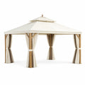 Gazebo da Giardino in Legno con Copertura in Poliestere 3x3m