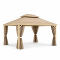 Gazebo da Giardino in Alluminio con Telo e Tende in Poliestere 3x4m