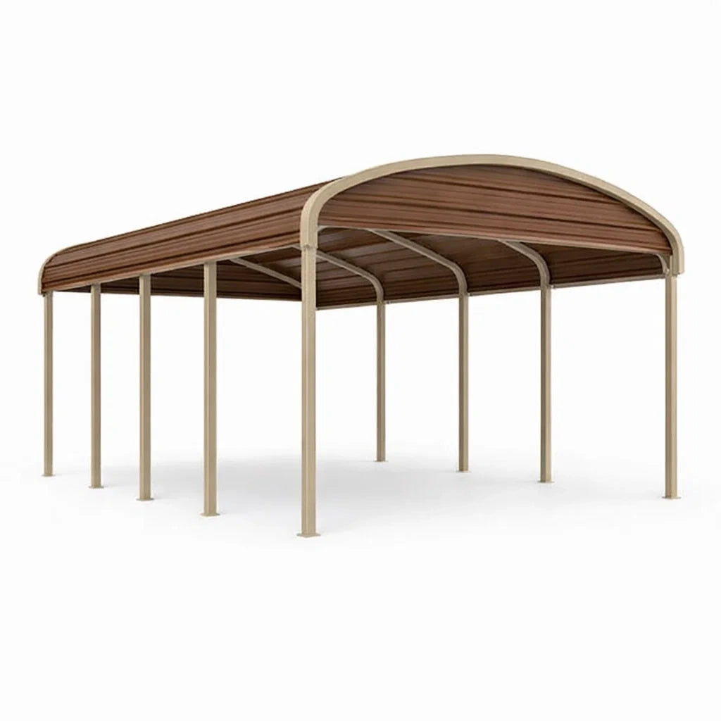 Gazebo per Auto in Metallo e Policarbonato 500x300x240 cm Beige e Marrone