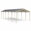 Tettoia per Auto in Metallo con Tetto in Acciaio 600x300x270 cm Grigio