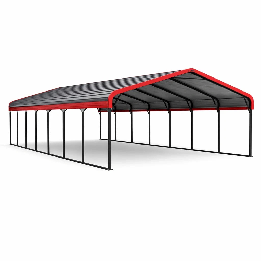 Rimessa per Auto in Acciaio Verniciato 900x400x300 cm Rosso/Nero