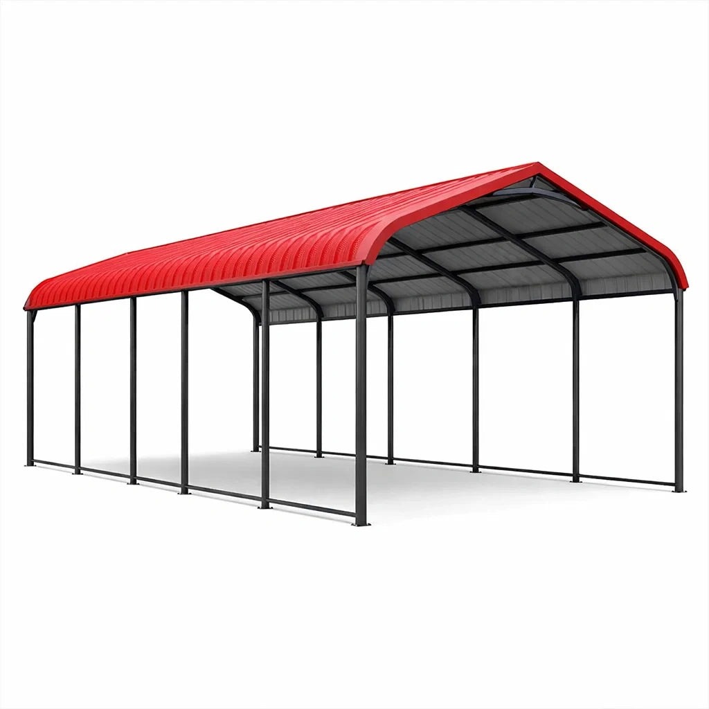 Tettoia in Metallo per Auto 6x3 m Rossa